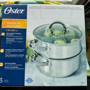 Oster Silver Steamer with Glass Lid